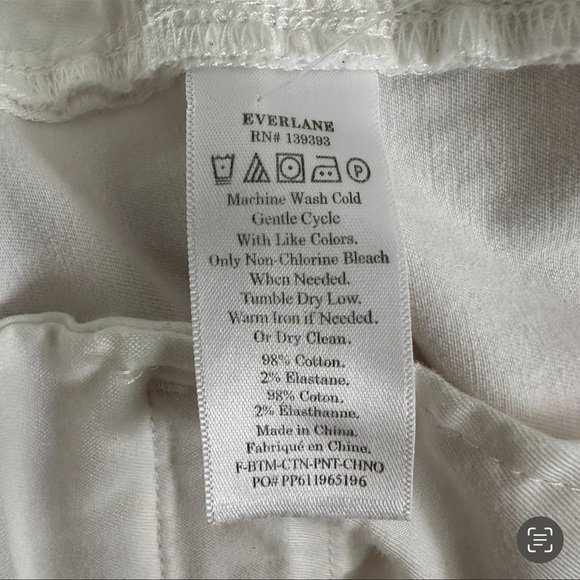 EVERLANE ORGANIC COTTON WHITE STRAIGHT LEG CROP PANTS SIZE 12 - Picture 13 of 13